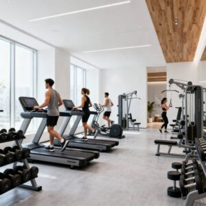Fitnessstudio in dem Menschen trainieren.