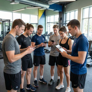 Mitarbeitergewinnung im Fitnessstudio über Social Media: Trainerteam nutzt digitale Recruiting-Kanäle.